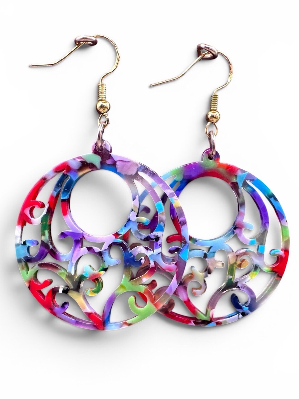 Nickel free Multicolor Filigree Round Dangle Earrings